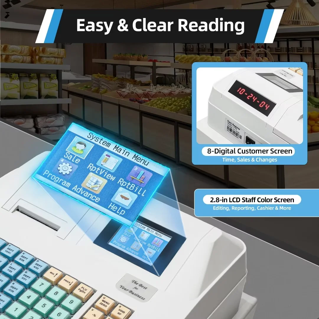 TFCFL Electronic Cash Register 48 Keys POS System w/Drawer Fit Supermarket Retail New