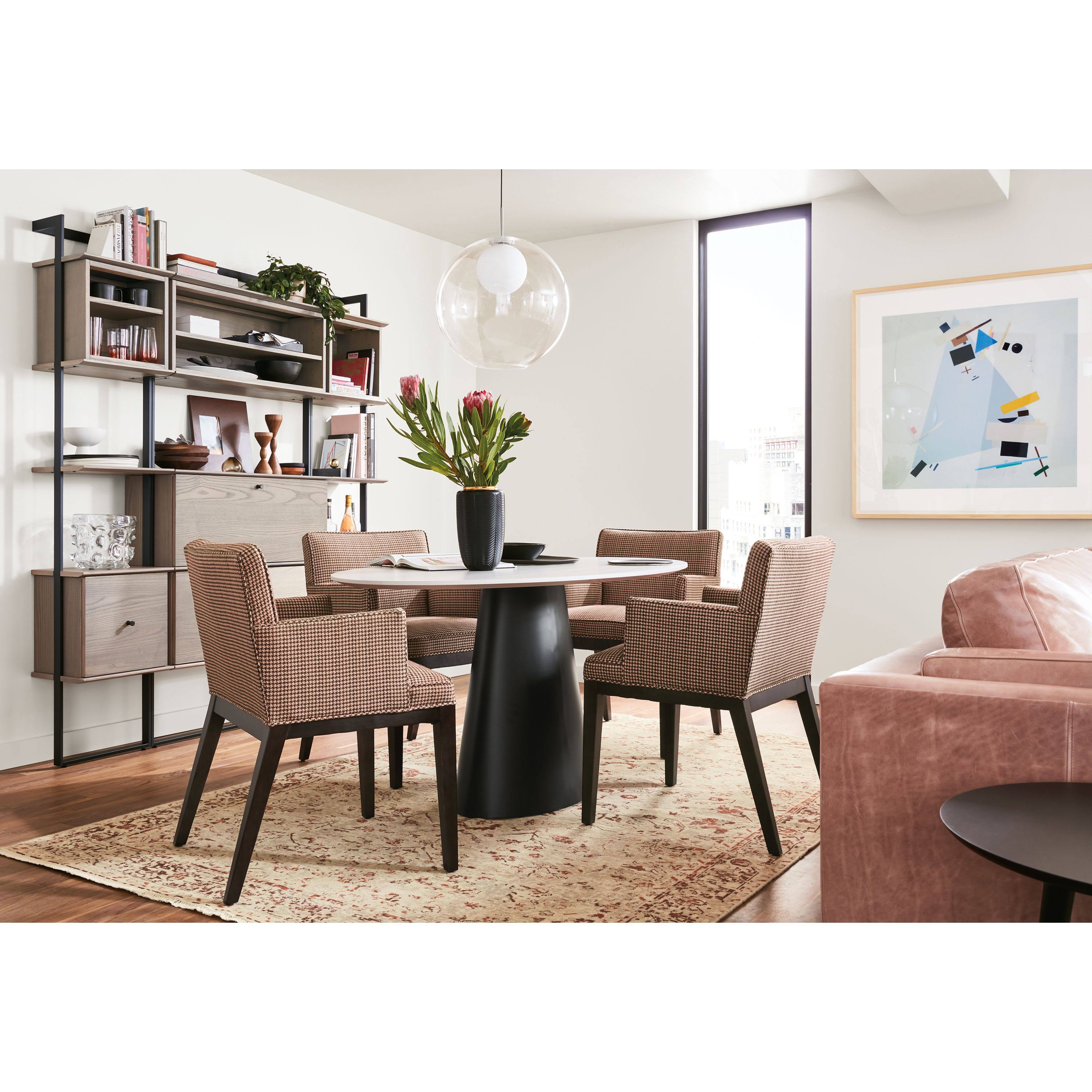 Room u0026 Board | Modern Decker 36 Diameter Round Table | Clear Tempered Glass Top