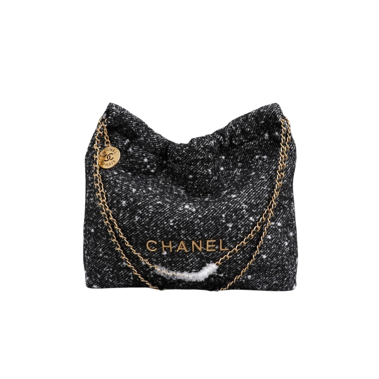 Chanel 22 Handbag Denim Gold And Dark Gray 40Cm/15.7in