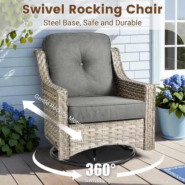 HOOOWOOO 10piece Wicker Patio Furniture Set Sectional Sofa with Swivel Chair