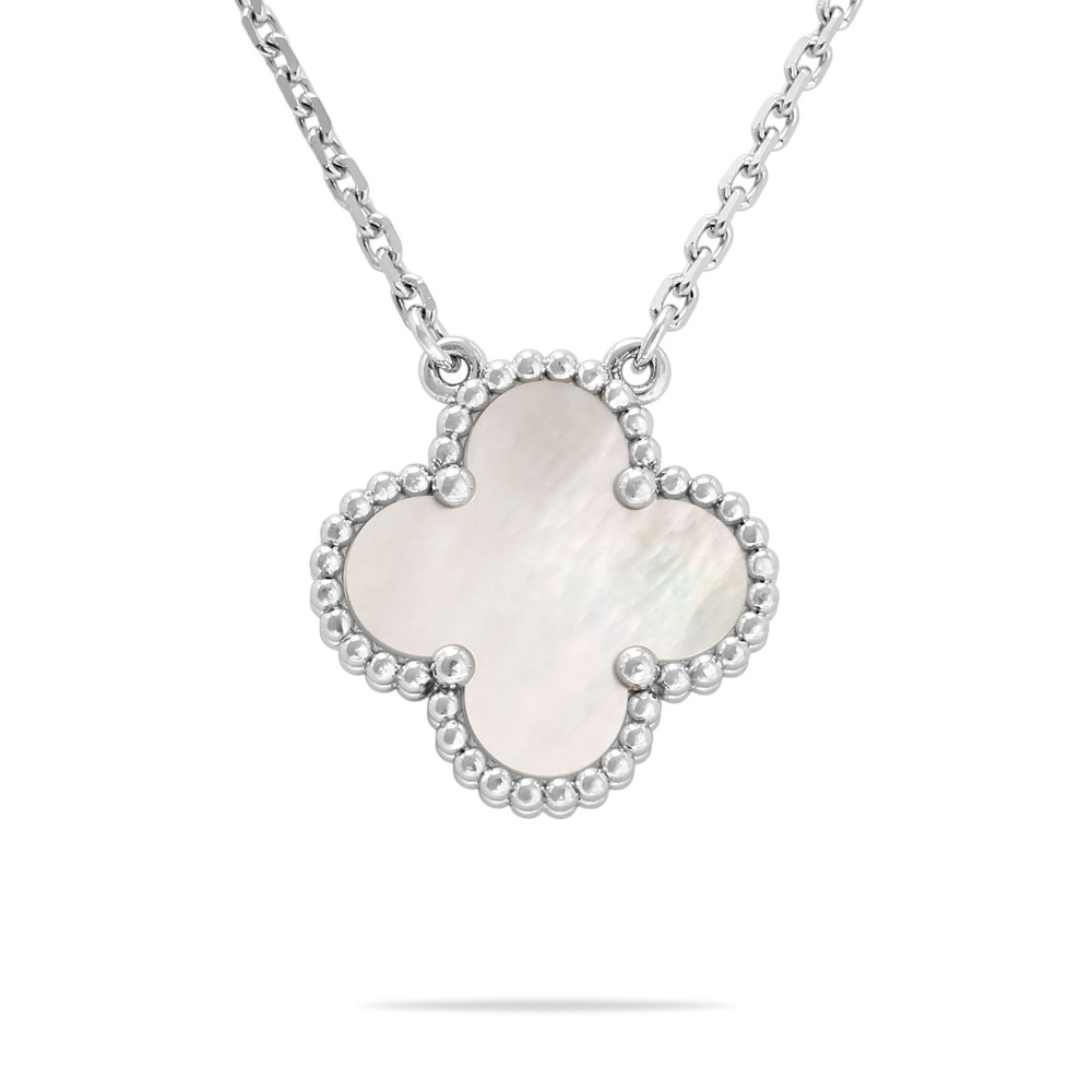 Van Cleef & Arpels Vintage Alhambra Necklace 18K White Gold Mother of Pearl VCARF48700