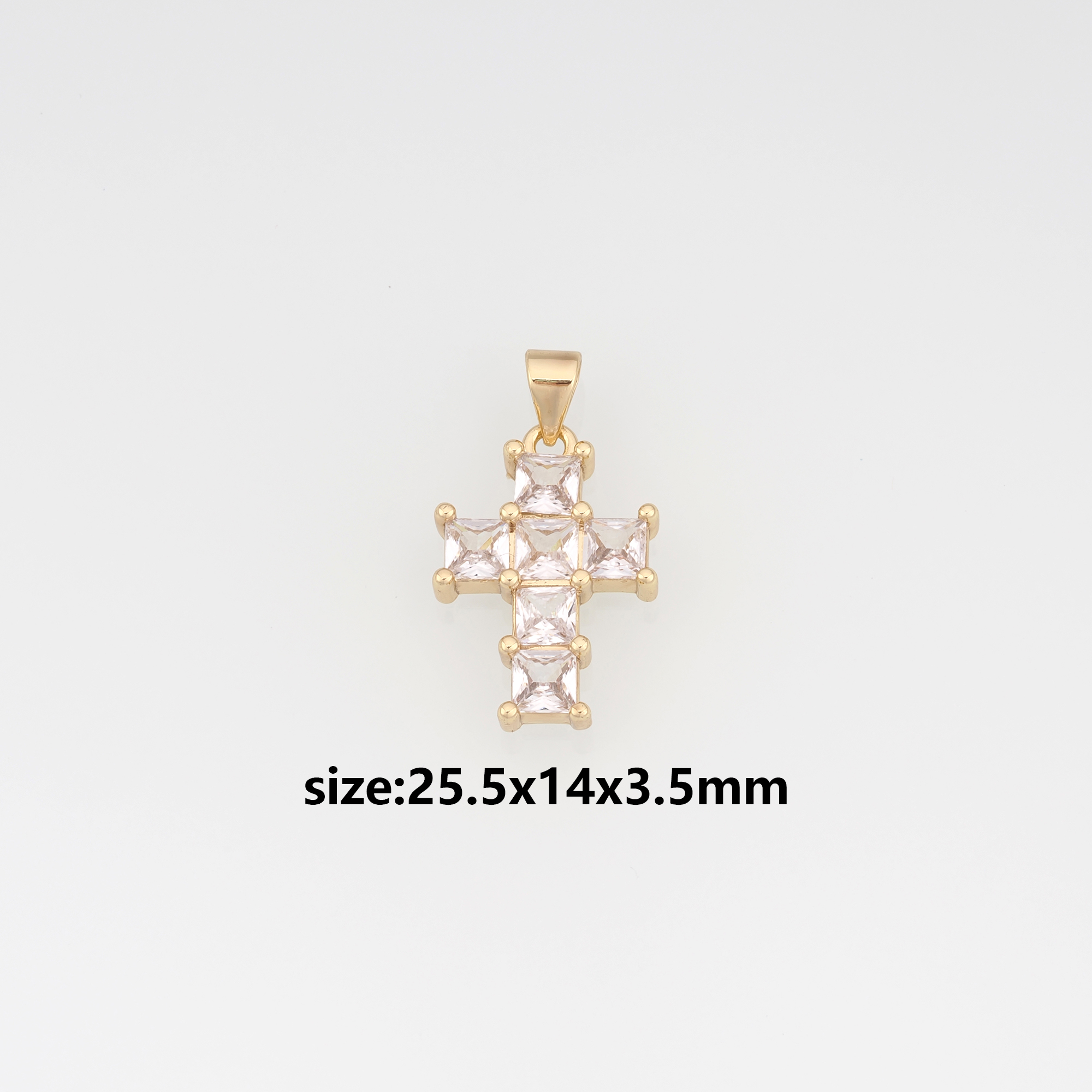 18K Gold Filled Cross Pendant,CZ Micro Pave Cross Charm Earrings Necklace for DIY Jewelry Making Supply