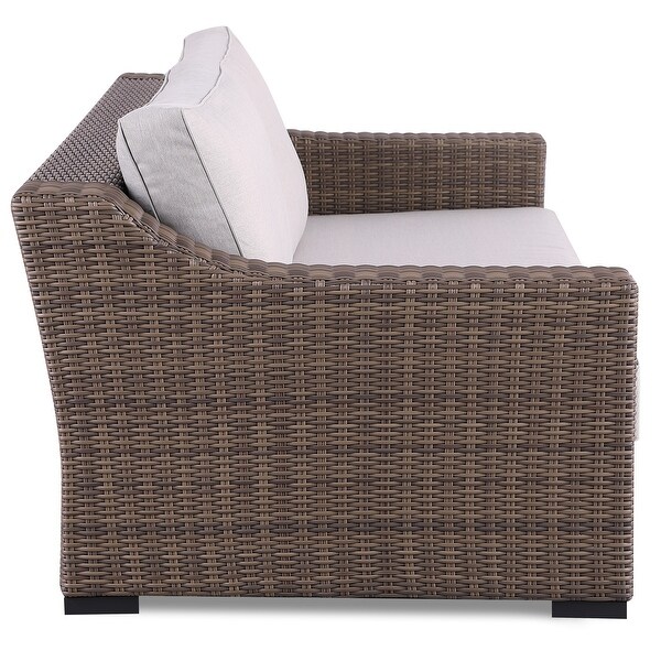 Manhattan Rustic Wicker Rattan Lounge Arm Chair,Beige