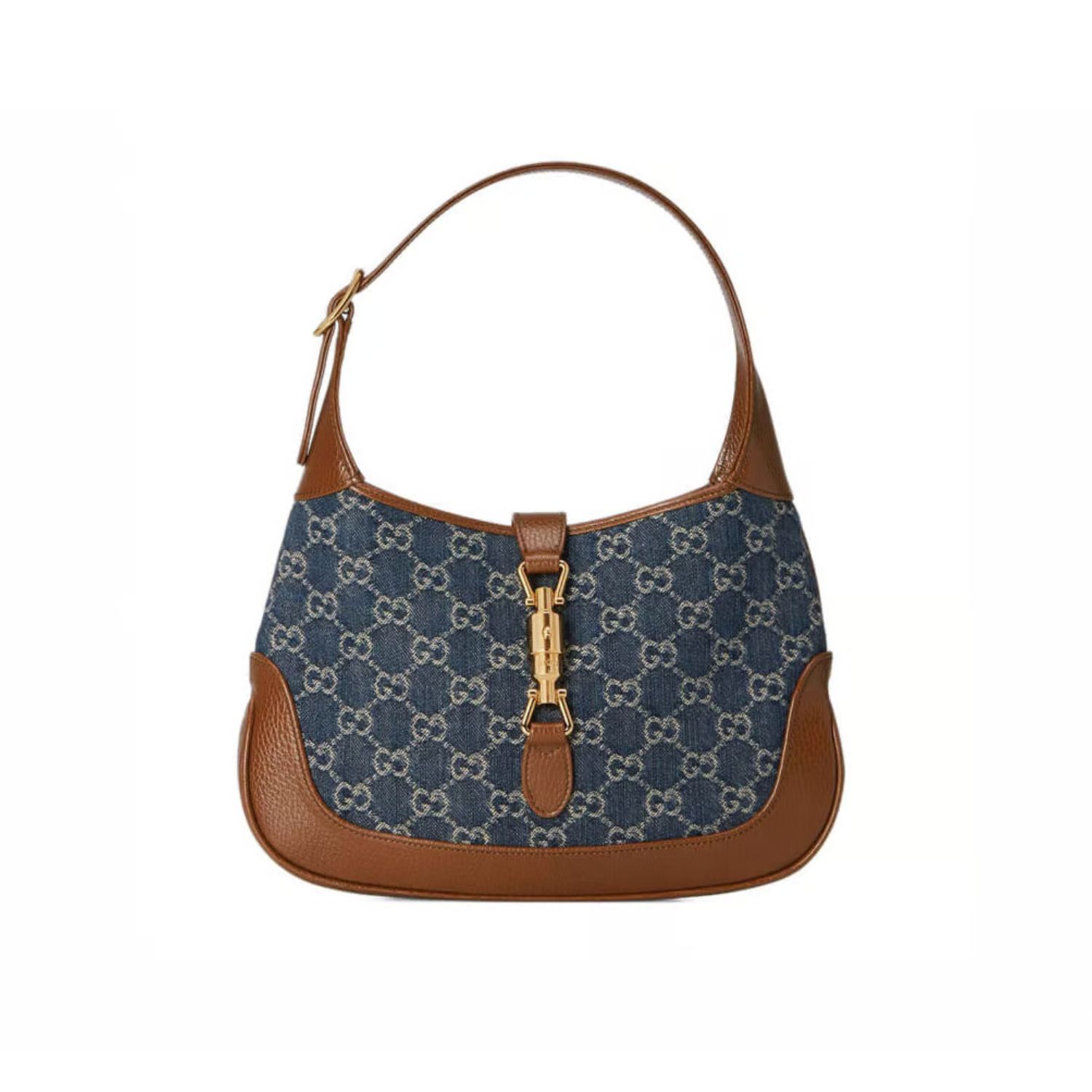 Gucci Jackie 1961 Small Shoulder Bag in Blue Jacquard Denim 28cm