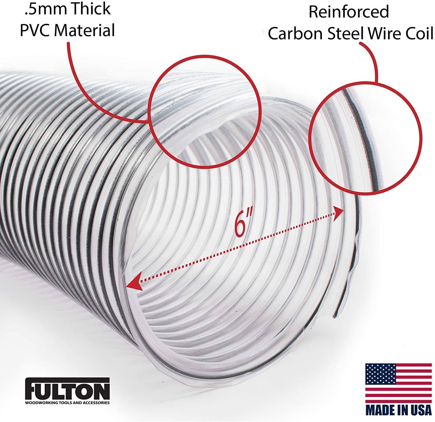 Fulton 6x22 x 10& (6 inch Diameter by 10 Feet Long) Ultra-Flex Clear Vue Heavy Duty PVC DUST, Debris and Fume Collection Hose -