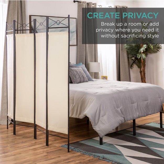 Best Choice Products 6ft 4 panel Folding Privacy Screen Room Divider Decoration Accent W Steel Frame