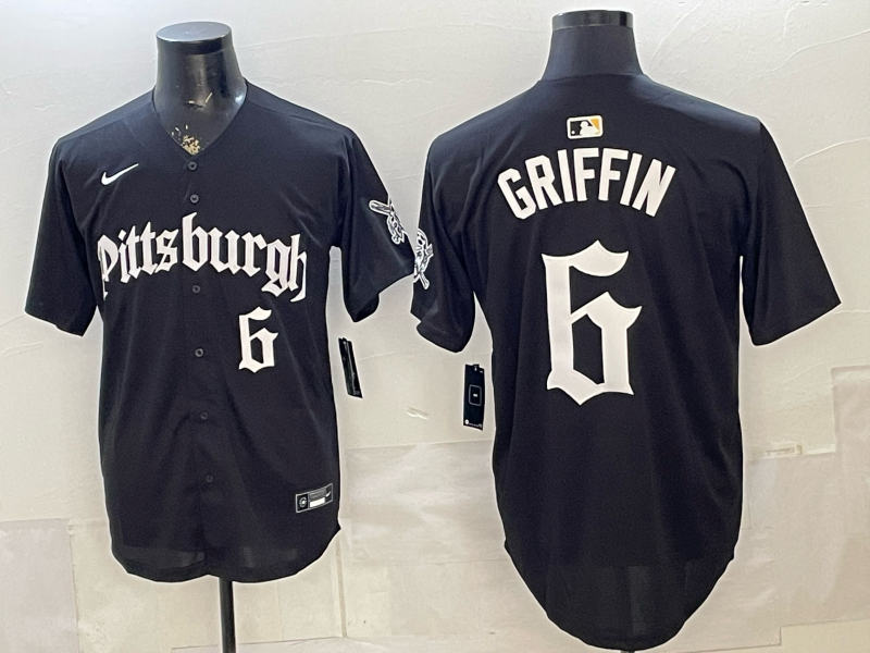 Men's Pittsburgh Pirates Konnor Griffin #6 Black Alternate Replica Jersey