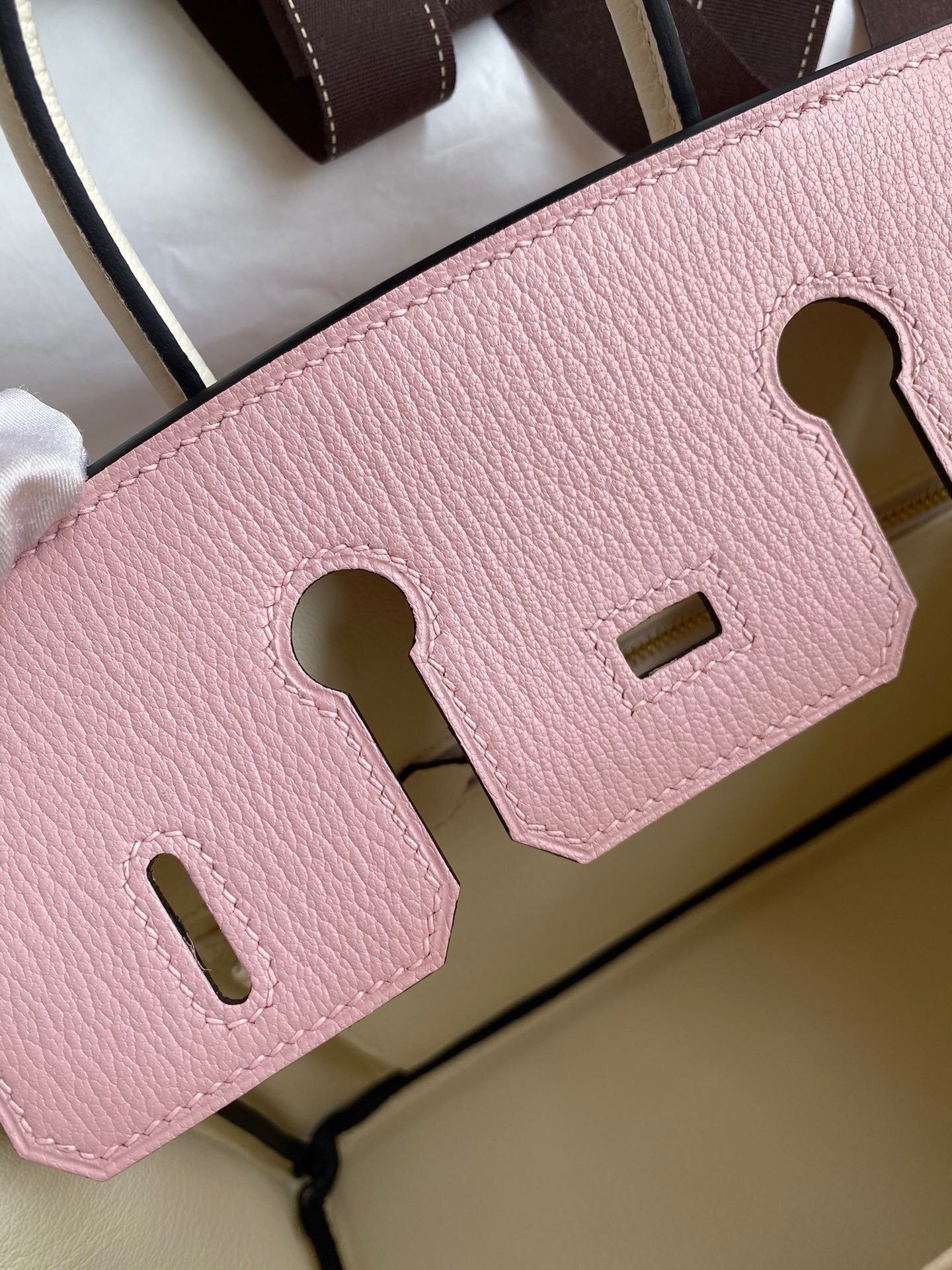 Hermes Birkin 25Cm Light Pink Chevero Mysore Leather Gold Hardware