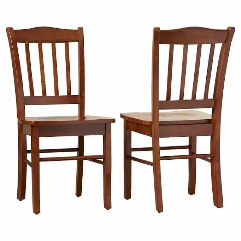 Shaker-Style Side Dining Chairs (Set of 2) – Classic Wooden Design with Slatted Backs