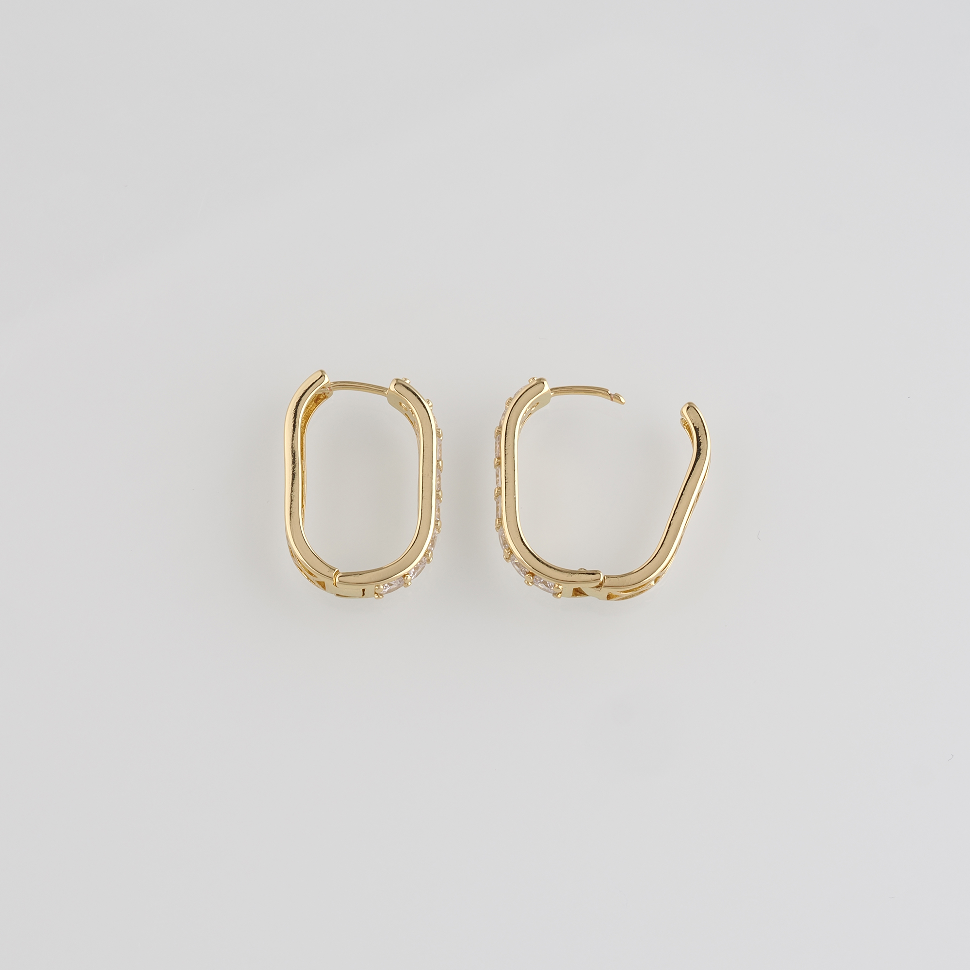 18K Gold Filled Rectangle Hoop Earring,Minimalist Earrings,CZ Hoop Earrings,Huggie Earrings,Gift for Her