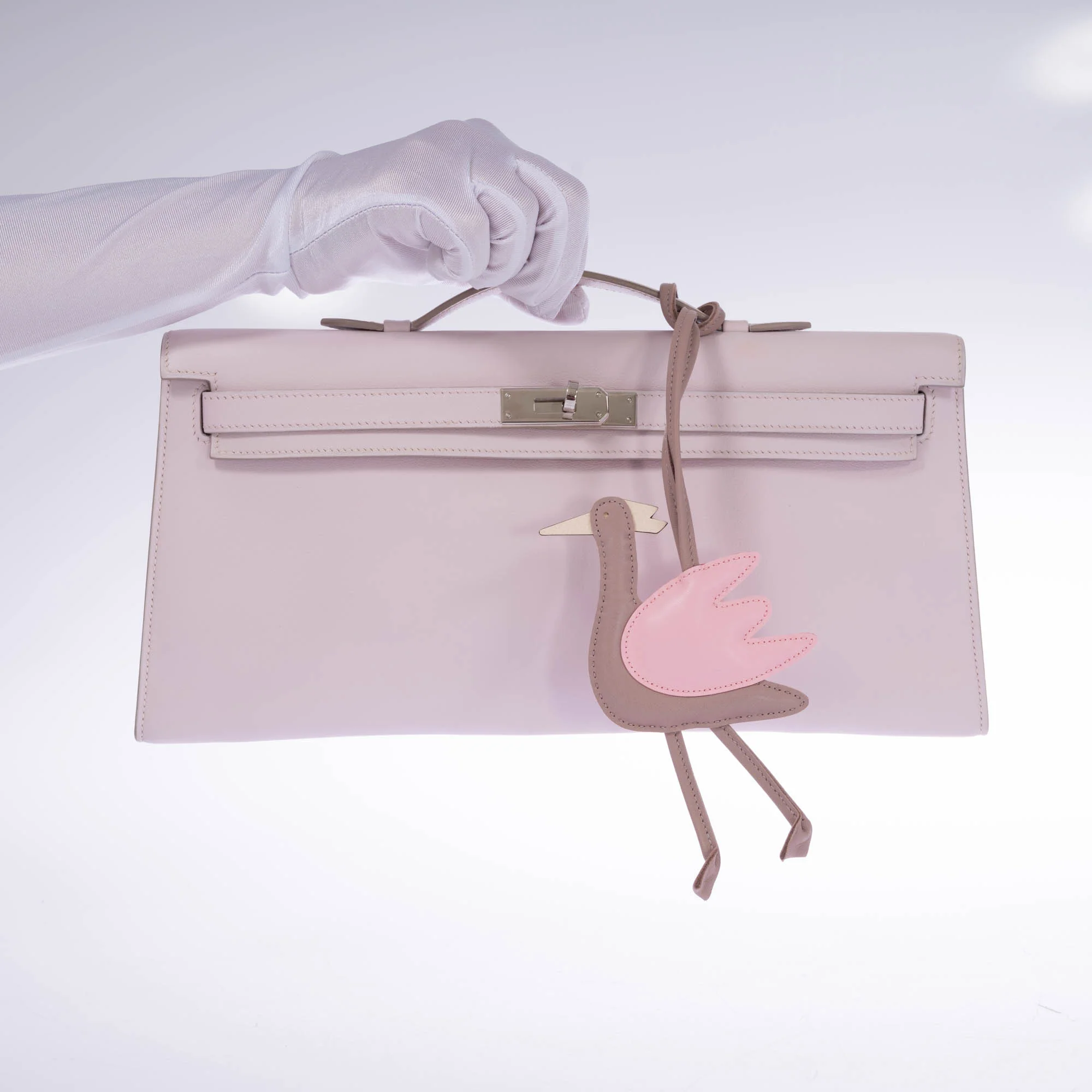 Hermès Kelly Longue Rose Dragee Evergrain with Palladium Hardware