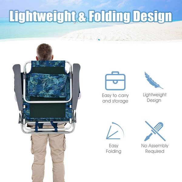 Gymax 2PCS Folding Backpack Beach Chair Reclining Camping Chair