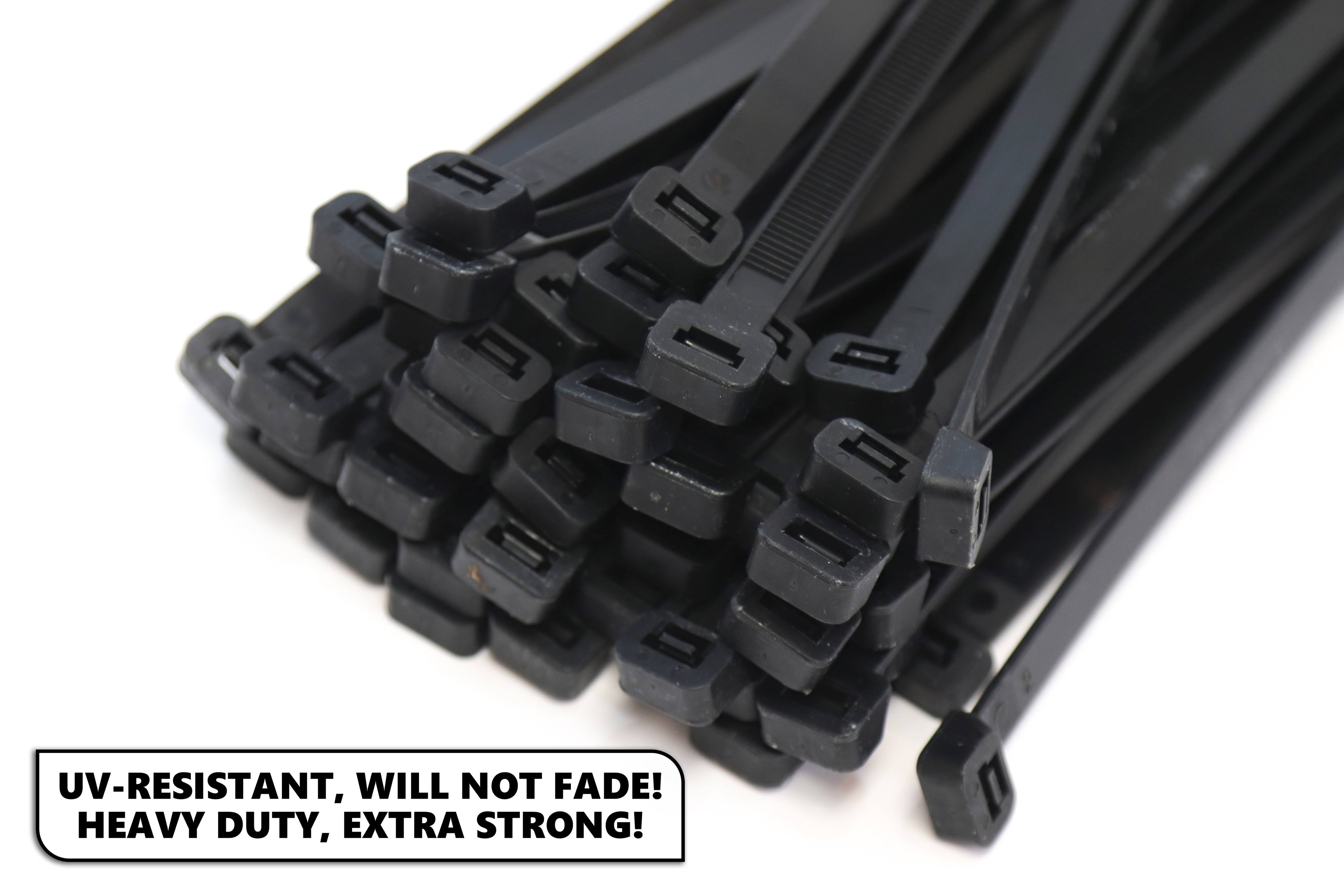 Red Hound Auto 500-Pack Extremely Heavy Duty 36 Inches Zip Cable Tie Down Straps Wire UV Resistant Black Nylon Wrap Multi-Purpos