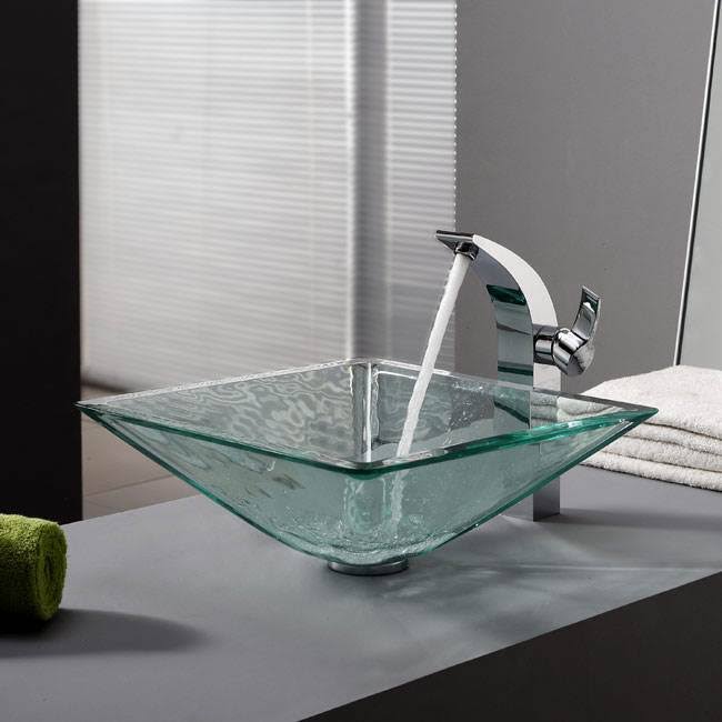 Kraus KEF-14700-PU-10CH Illusio Single Lever Vessel Bathroom Faucet with Pop Up Drain Chrome