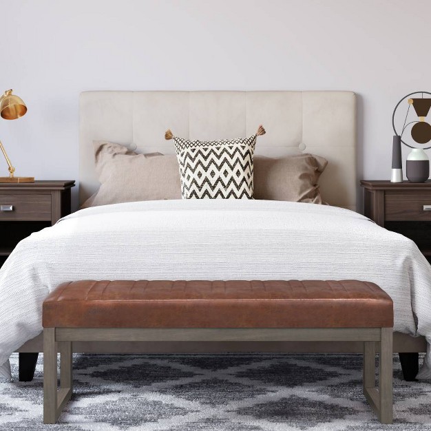 Kaufman Ottoman And Benches Distressed Saddle Brown Wyndenhall