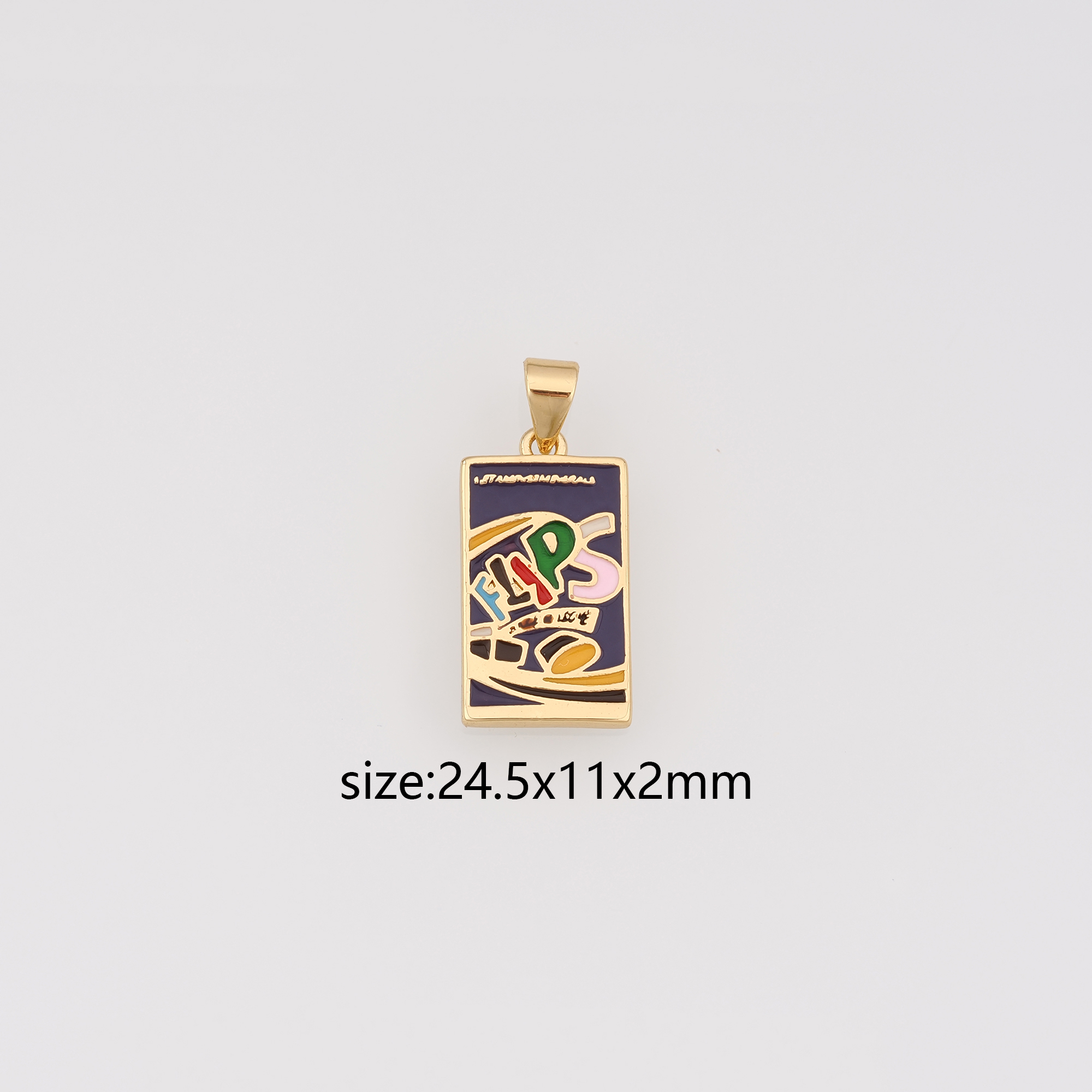 18K Gold Filled Potato Chips Pendant,Enamel Snack Bag Charm Earrings Necklace for DIY Jewelry Making Supply