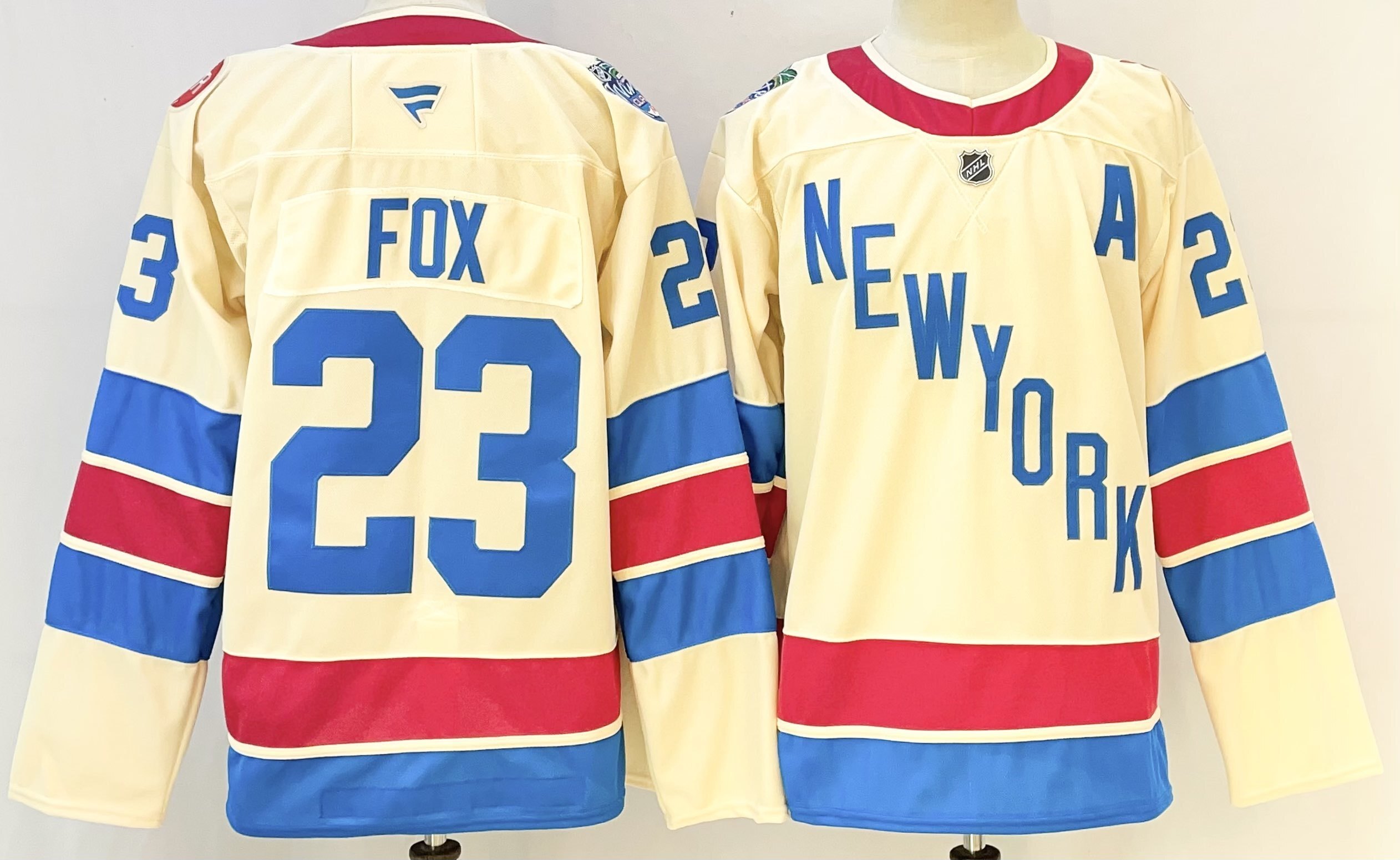 Men's New York Rangers Adam Fox #23 Fanatics Beige Breakaway Player Jersey