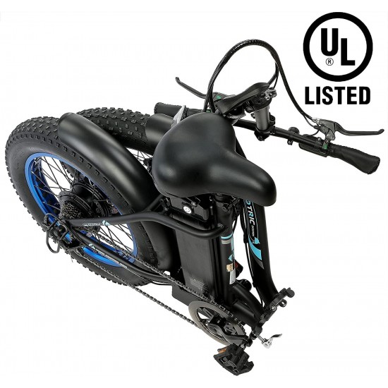 20″ Powerful Fat Tire Folding Electric Bicycle Alloy Frame 500W 36V/12.5AH Lithium Battery Ebike Rear Motor LED Display (Black) – UL Certified