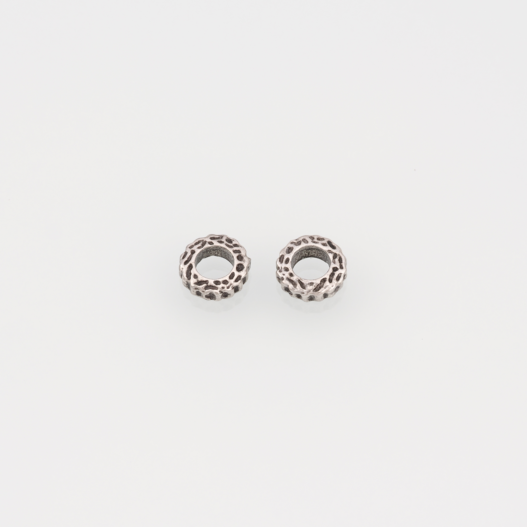 10Pcs Ancient Silver Round Beads,Flat Bead,Round Flat Spacer Beads,DIY Jewelry Making Supply