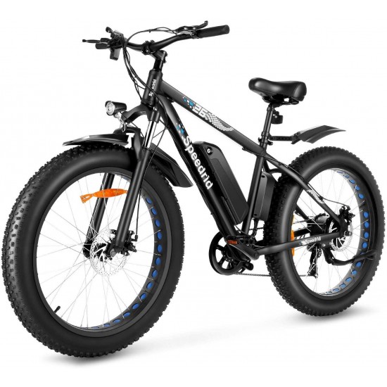 Electric Bike 48V 500W Fat Tire Electric Bike Snow Bike 26″ 4.0, 48V 10Ah Removable Battery and Professional 7 Speed
