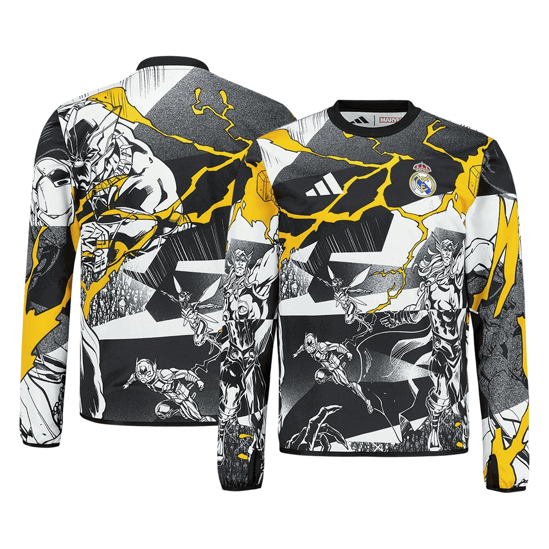 Real Madrid X Marvel Long Sleeve Jersey 25/26 Black&White