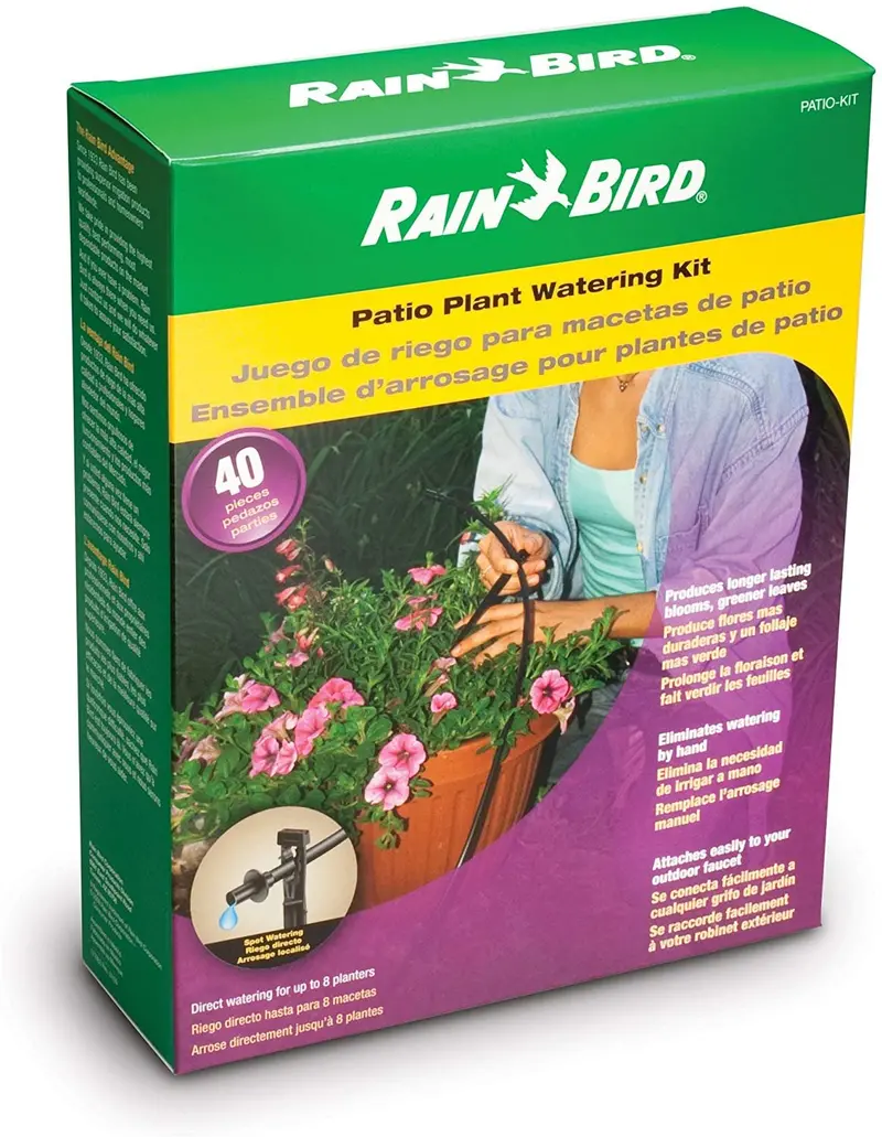 Rain Bird PATIOKIT Drip Irrigation Patio Watering Kit, Connects to Faucet, 1/4