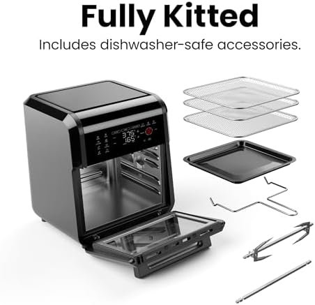 12-Quart 6-in-1 Air Fryer Oven with Digital Timer, Touchscreen, and 12 Presets – Family Size Countertop Convection Oven, Dishwasher-Safe Parts