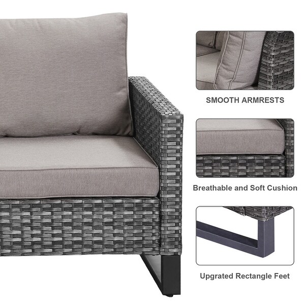 7PCS Sectional PE Wicker Rattan Sofa