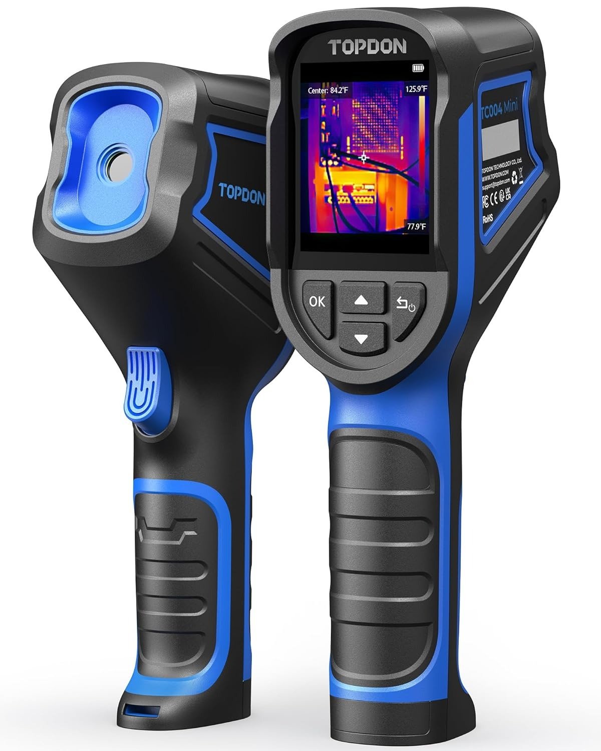 Mini Thermal Imaging Camera, 240 x 240 TISR Resolution, 15-Hour Battery Life, 128 x 128 IR Resolution, 25Hz Handheld Infrared Camera with High/Low Temp Alerts, Auto Shutdown- Blue