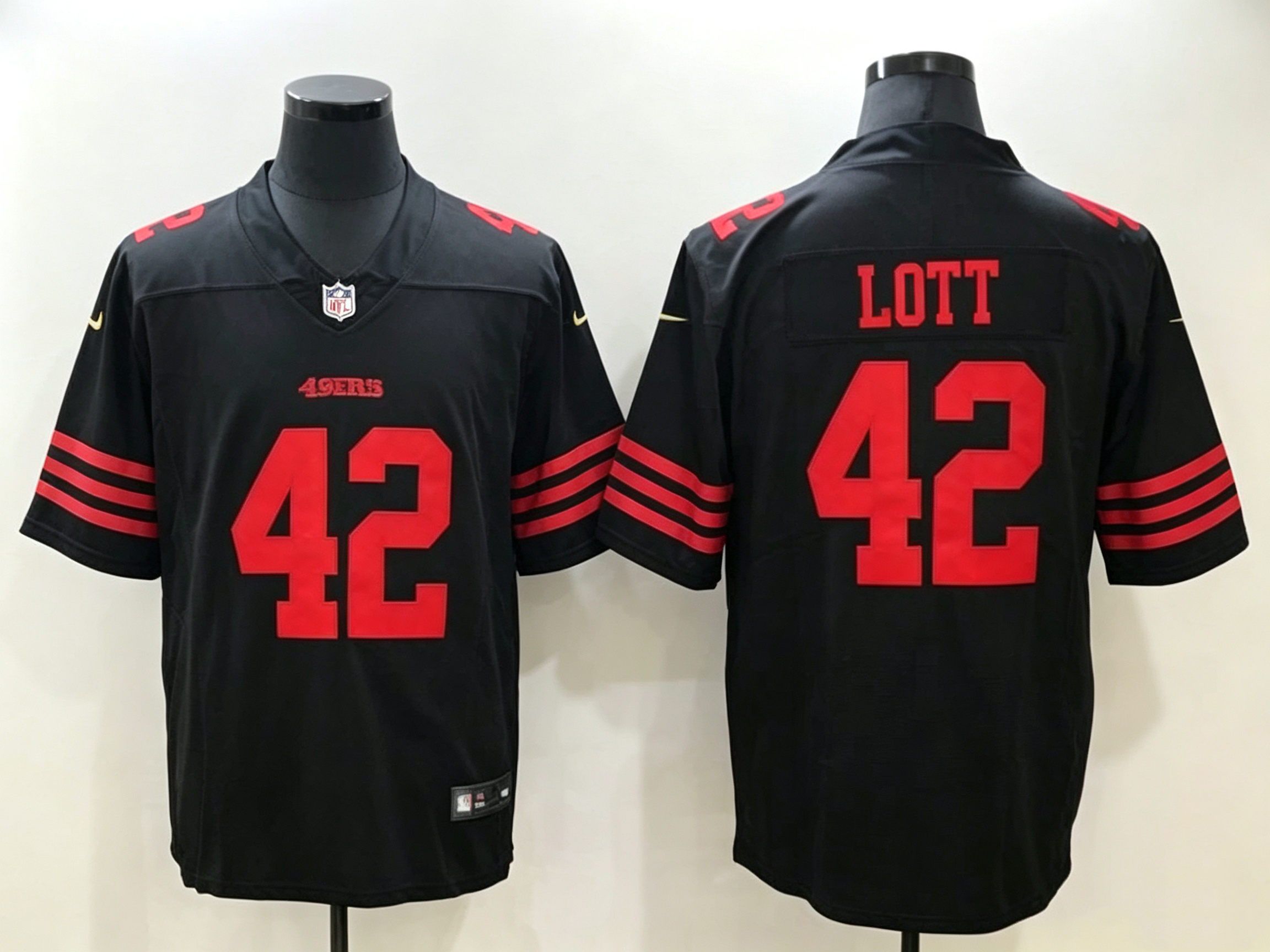 Men's San Francisco 49ers Ronnie Lott #42 Black Game Jersey