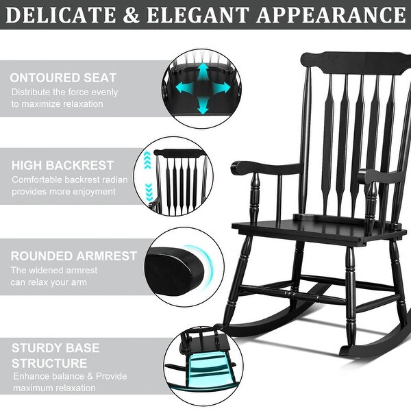 Single Solid Wood Patio Rocking Chair