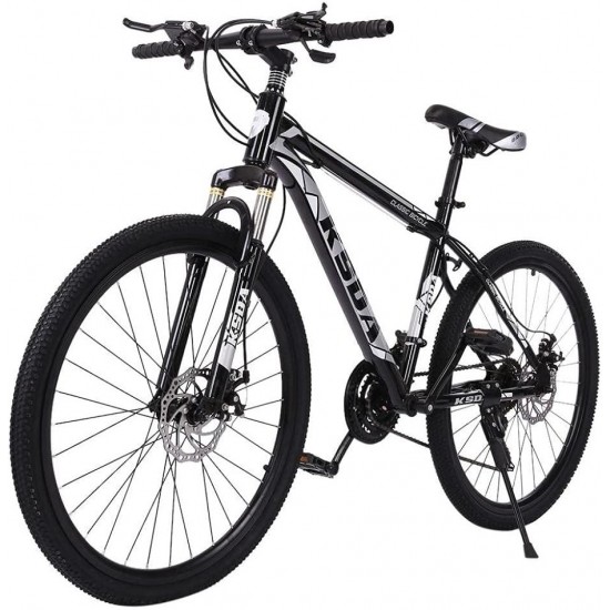26 Inch Mountain Bike Mens Mountain Bike for Men 21-Speed ​​ Dual Disc Brakes Full Suspension Non-Slip MTB Aluminum Road Bicycle City Urban Commuters Mens Bicycle for Adults Men Women Teens