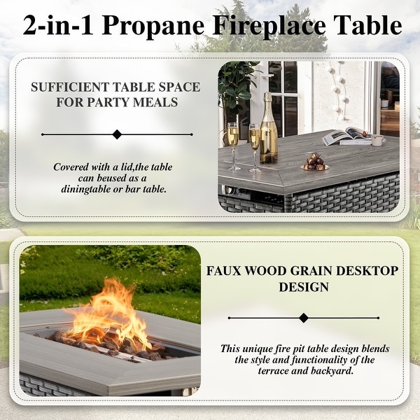 2 Swivel Chairs Sofas with 50000 BTU Fire Pit Table