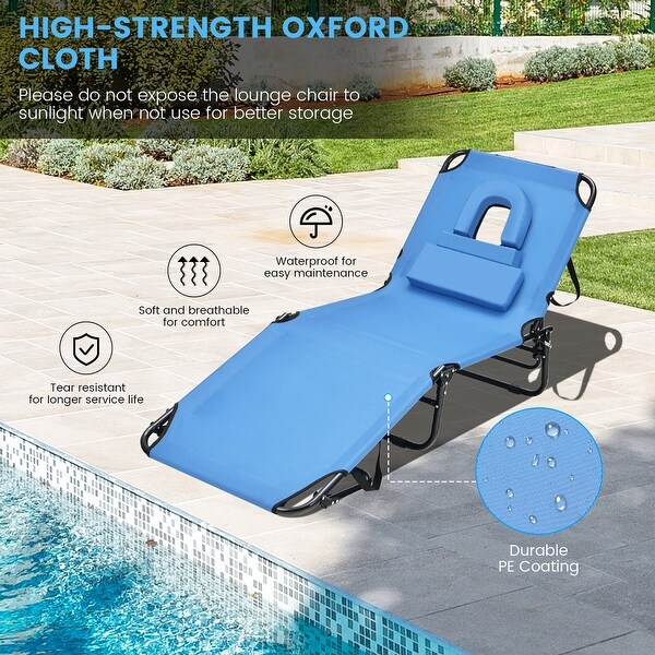 Costway 5Position Adjustable Backrest Beach Chaise Lounge Chair with