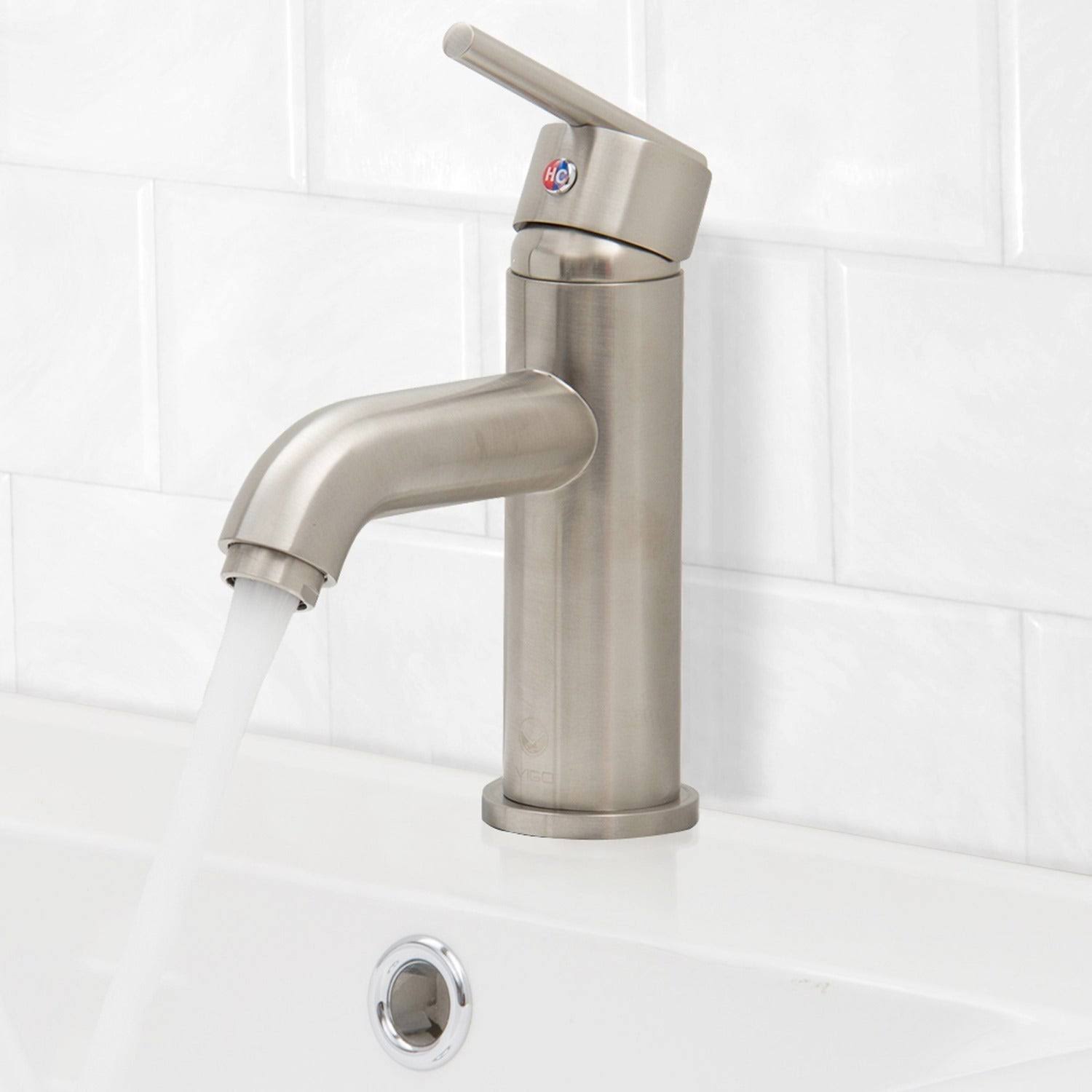Vigo VG01038BN Setai Single Handle Bathroom Faucet, Brushed Nickel