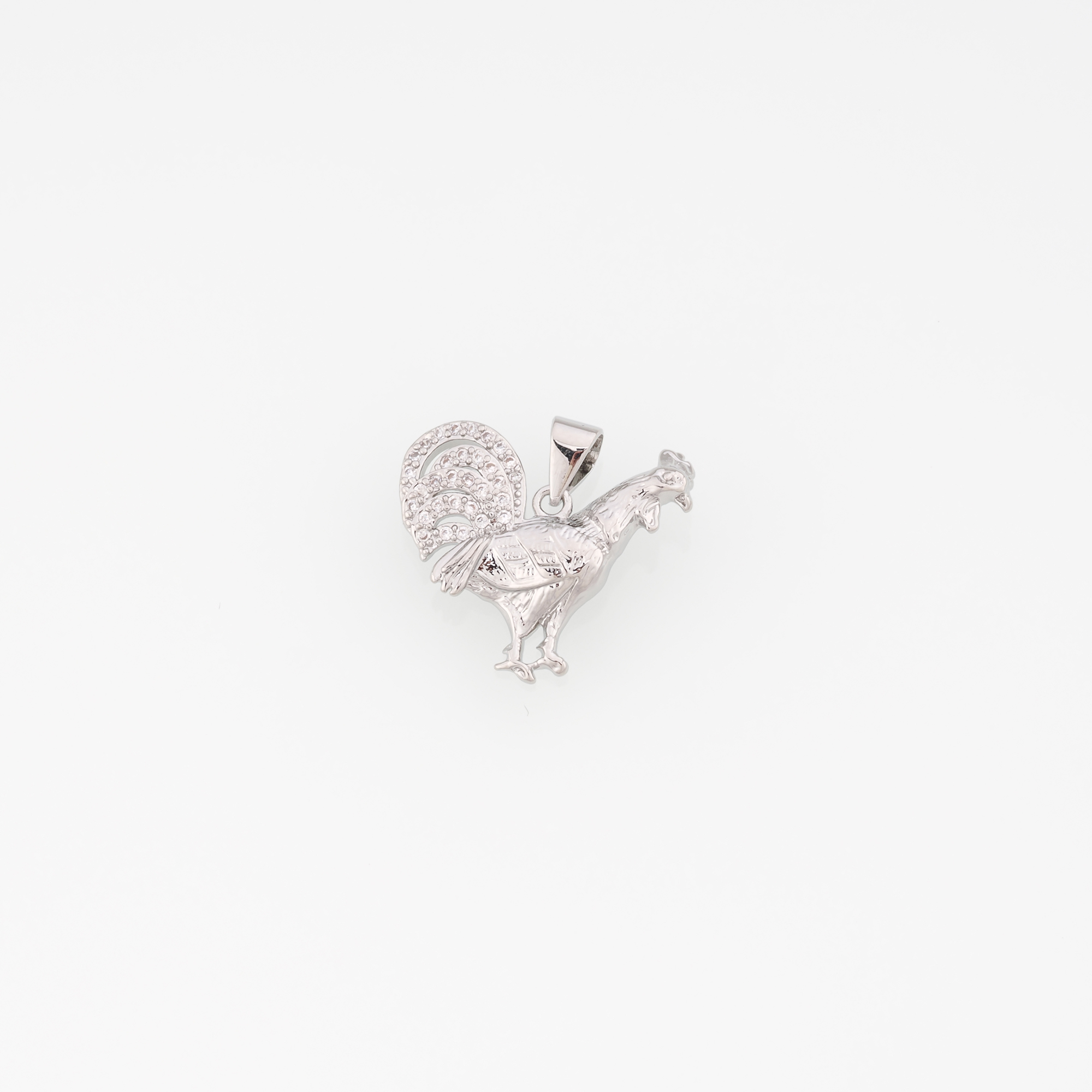 18K Gold Filled Rooster Pendant,CZ Micro Pave Rooster Charm Earrings Necklace for DIY Jewelry Making Supply