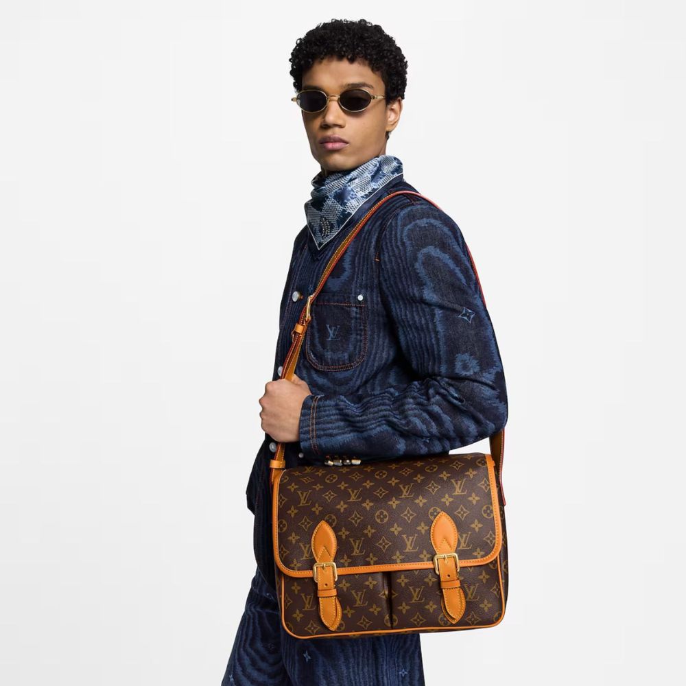 Louis Vuitton Satchel Messenger Monogram Brown 14 Inches M14723
