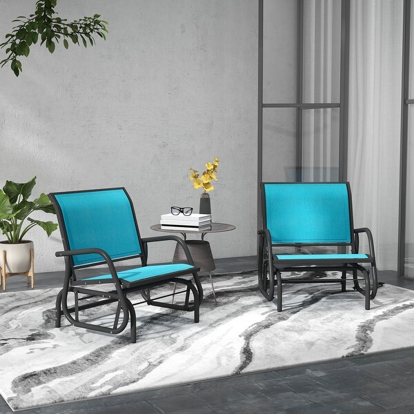 Outsunny Glider/Rocking Chair Set with Breathable Mesh Fabric,Curved Armrest