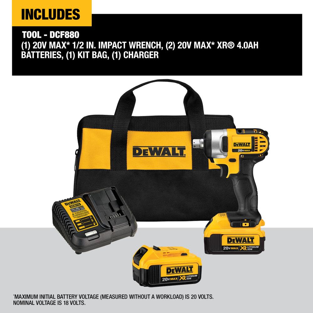 20 V MAX Lithium Ion 1/2 In. Impact Wrench Kit with Detent Pin