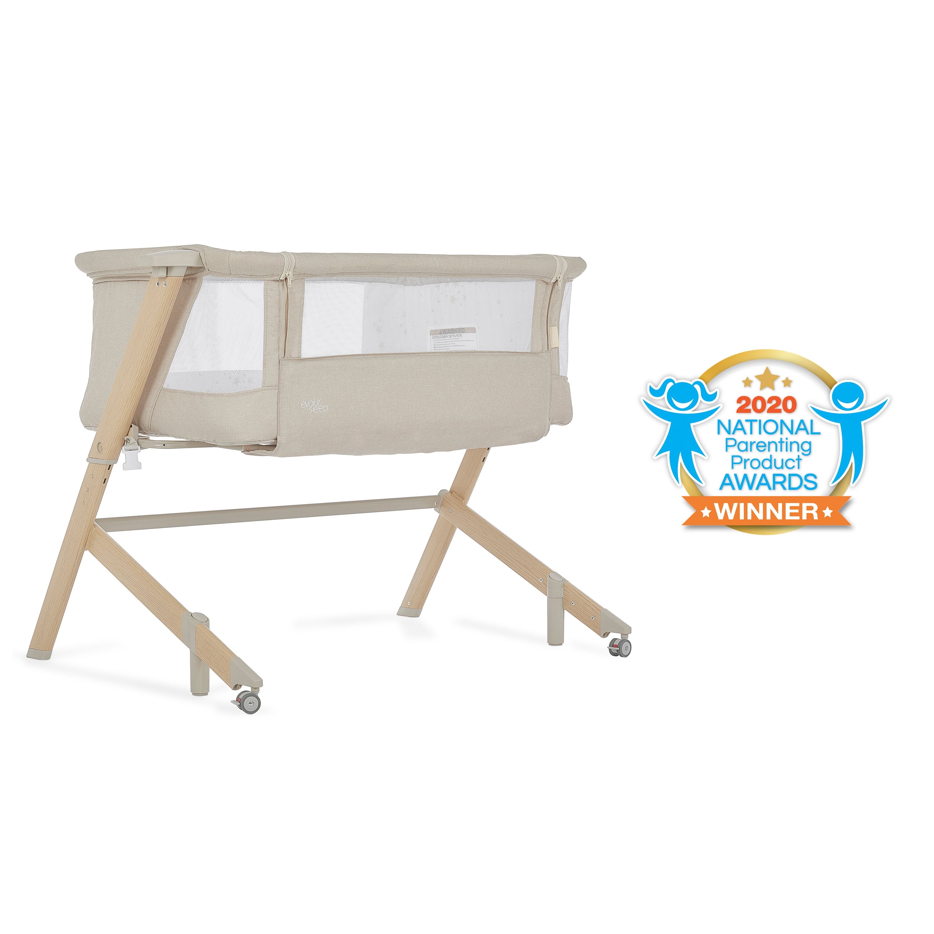 Evolur Stellar Bassinet and Bedside Sleeper in Beige