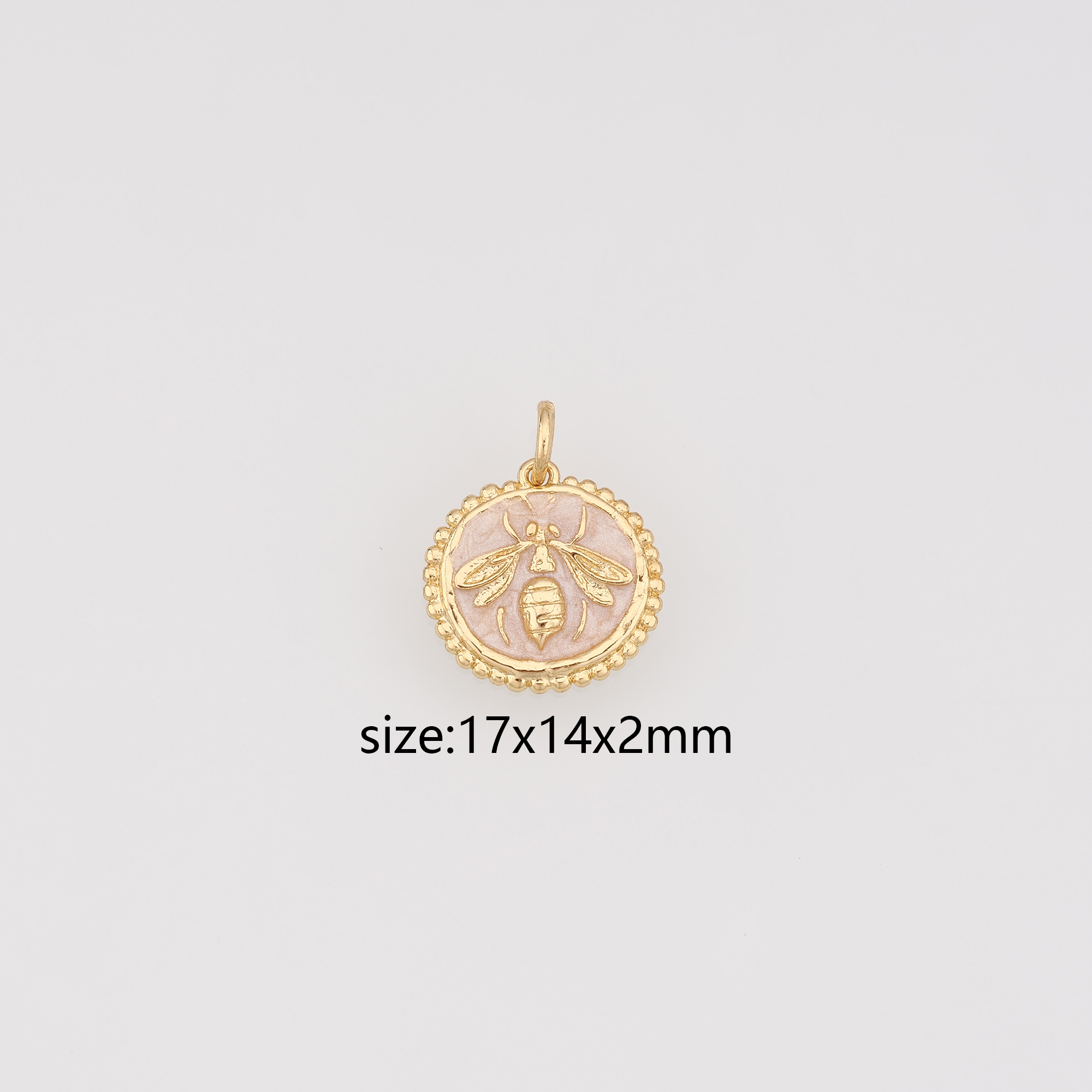 18K Gold Filled Bee Pendant,Enamel Insect Charm Earrings Necklace for DIY Jewelry Making Supply