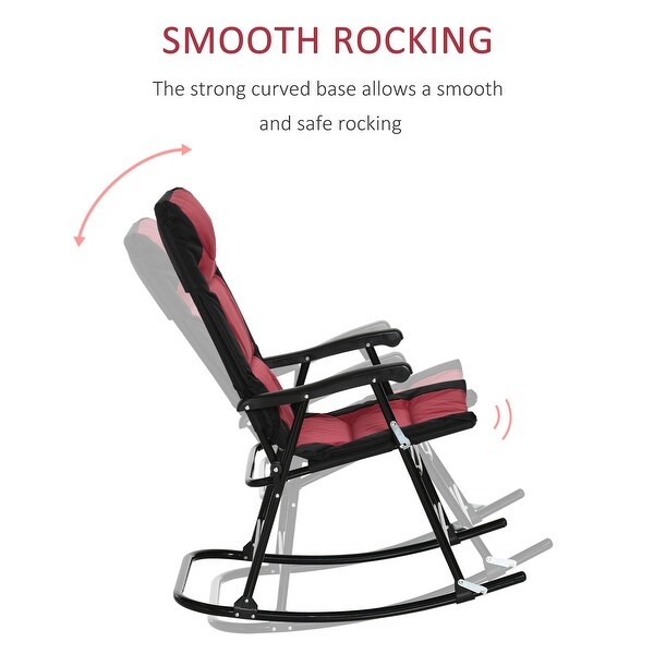 Outsunny Folding Rocking Chair Set with Padded Seat and Back,Pillow