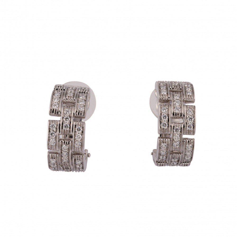 Cartier Mayon Pantale Earrings 18K White Gold Diamond B8032600