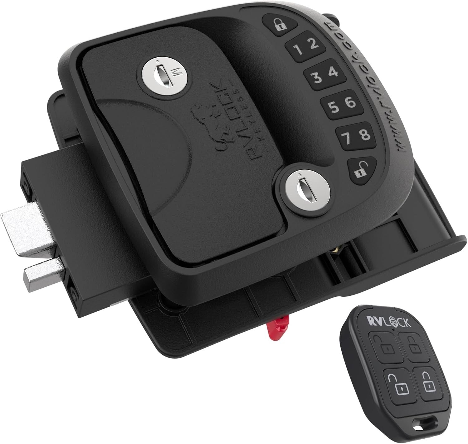 Compact RV Lock Keyless Entry with Remote, Secure Camper Latch Replacement, Durable RV Door Lock Replacement for Trailers with Patented Security Technology