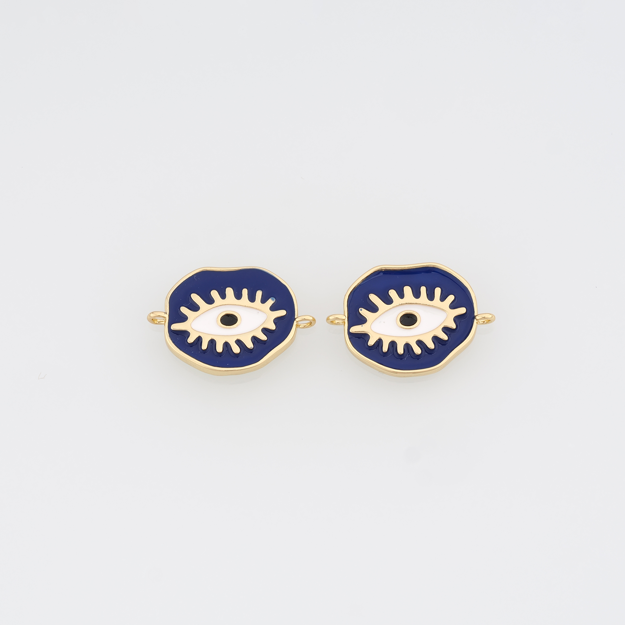 18K Gold Filled Evil Eye Connector,Enamel Evil Eye Charm Necklace Bracelet for DIY Jewelry Making Supply