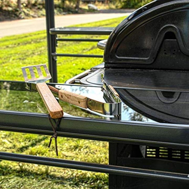 aleko-Steel Hard Top BBQ Gazebo Grill Shelter Canopy with Serving Tables 8 x 5 x 8 Feet Brown