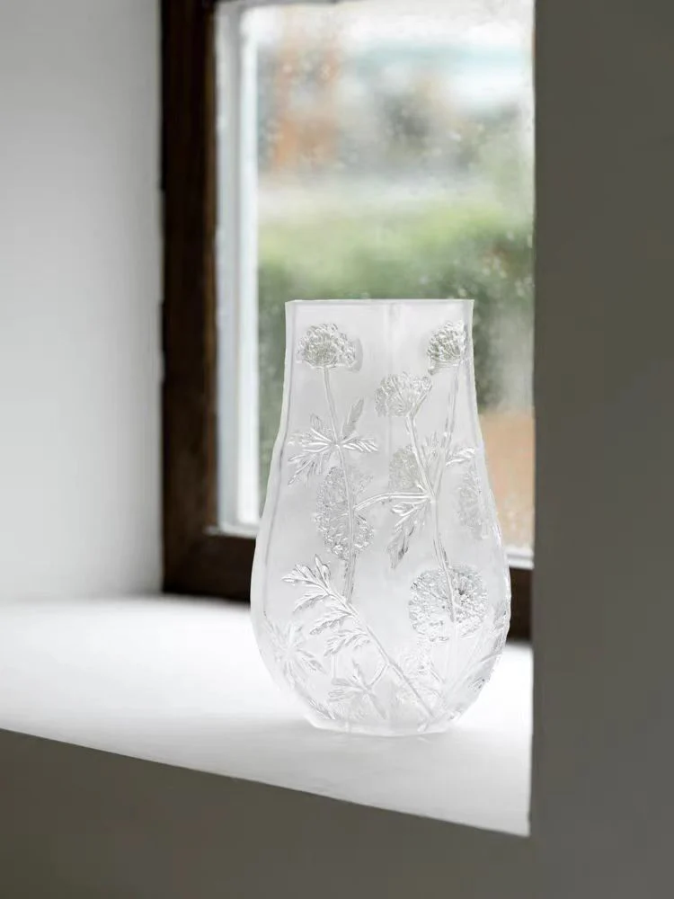DC285 - Heavy Pure Crystal! Rare Vintage Hexagonal Vase Flower Arrangement Flower Pot Entrance Decoration