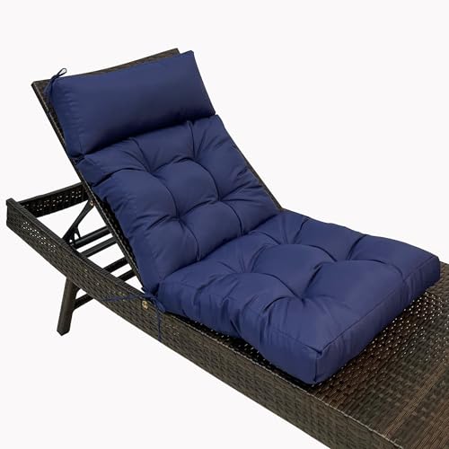 Srutirbo Outdoor High Back Chair Cushion, Water Resistant Rocking Chair Cushion with Ties, Replacement Lounger Chair Seat Cushion for Patio Furniture (Beige Leaf, 49 in)