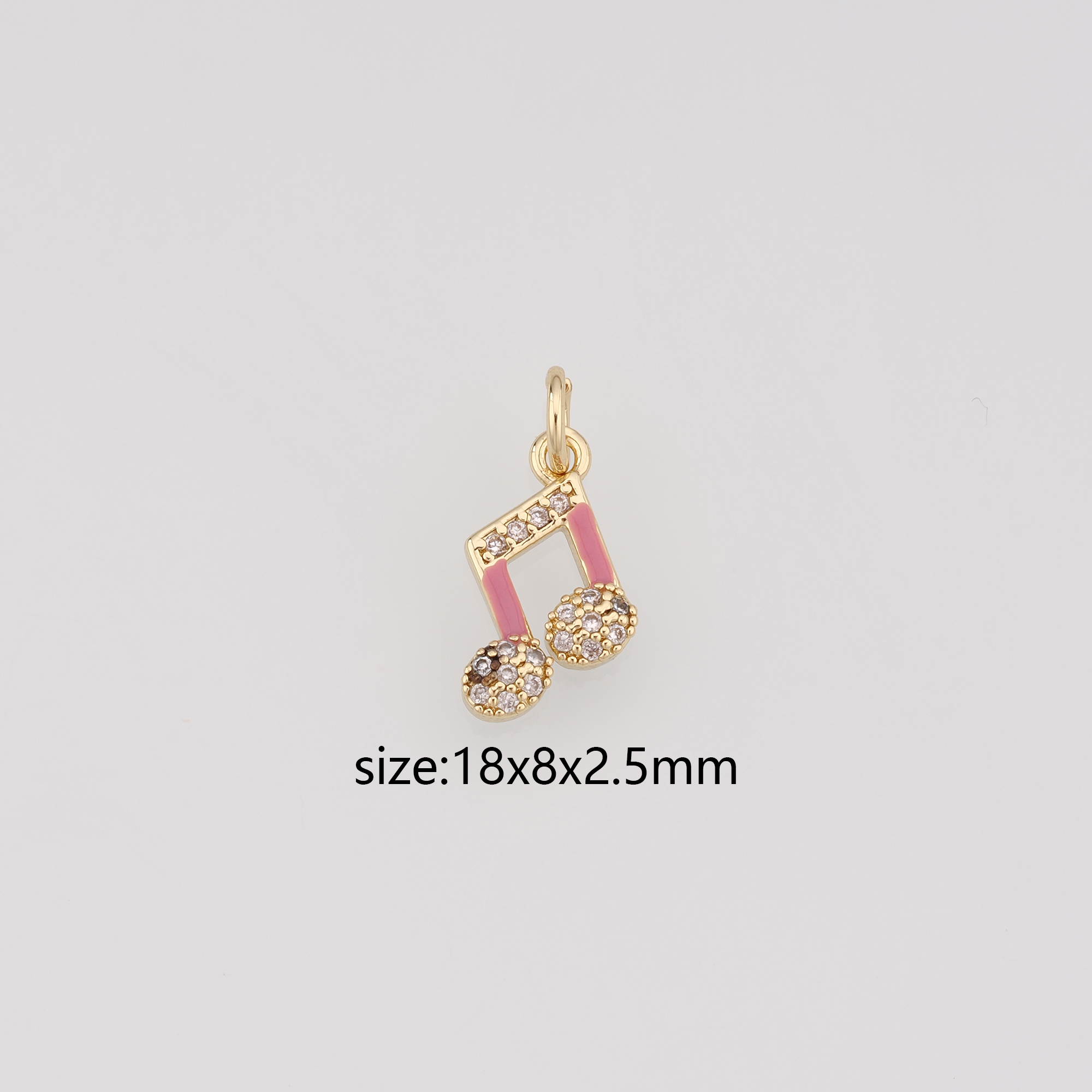 18K Gold Filled Musical Note Pendant,CZ Micro Pave Music Charm Earrings Necklace for DIY Jewelry Making Supply