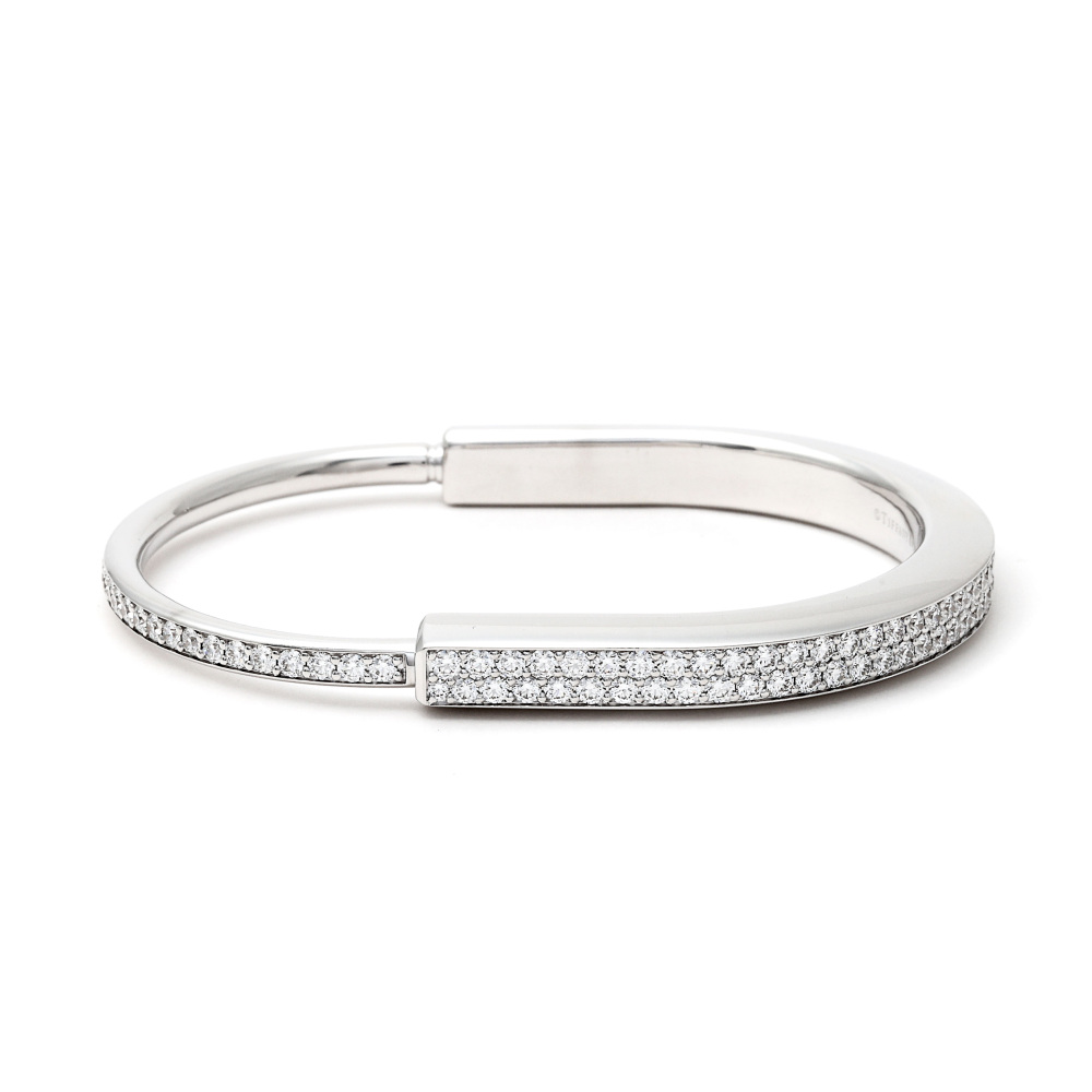 Tiffany & Co. Lock L Bracelet 18K White Gold Diamond 70424967